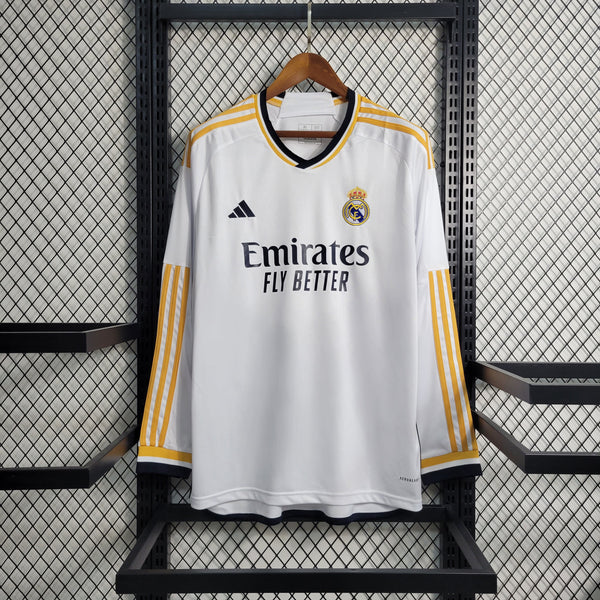 Camisa Real Madrid Home Manga Longa 23/24 - Adidas Torcedor Masculina - Torcedor