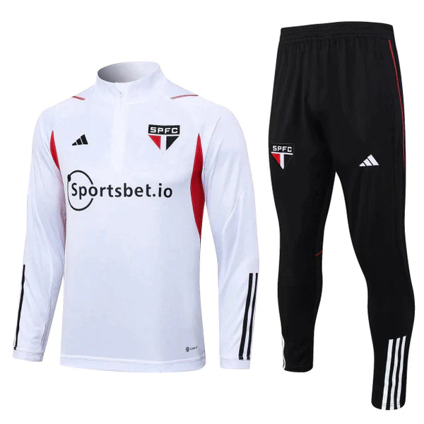 Conjunto Frio de Treino  São Paulo 2023 Branco/Preto